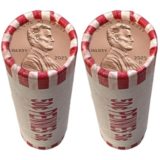 2025 P & D Set Lincoln Cent Penny Rolls 100 Coins BU Official Rolls FINAL ISSUE
