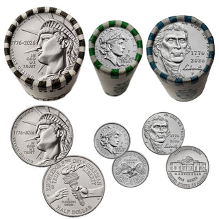 2026-P Official Liberty 3 Roll Set – Enduring Liberty Half Dollar, Emerging Liberty Dime & Jefferson 1776-2026 Nickel – America 250