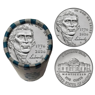 2026 Jefferson Nickel Roll • Denver Mint • 1776–2026 America 250