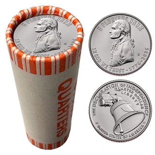 2026 Declaration of Independence Quarter Rolls Set • P & D Mint • 1776–2026 America 250th
