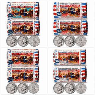 2026 RENCY Pop Art Enduring Liberty Half Dollar Rolls – Complete Collection of 4 P & D Sets