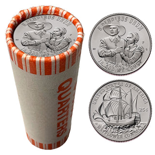 2026 Mayflower Compact Quarter Roll • P-Mint • 1776–2026 America 250
