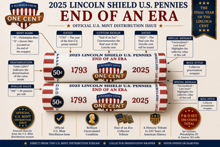 2025 Final Issue Last Lincoln Cent Penny Rolls P & D Set (100 Coins) – END OF AN ERA Exclusive Collectible Rolls – Brilliant Uncirculated