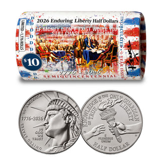 2026 P & D Set Enduring Liberty Half Dollar Rolls • RENCY ART “Money & Dreams” • Limited Edition of 1,776