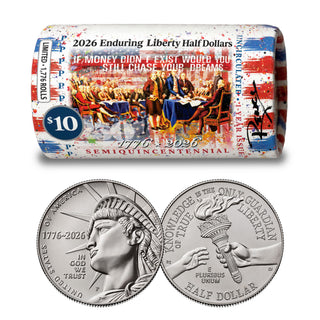 2026 P & D Set Enduring Liberty Half Dollar Rolls • RENCY ART “Money & Dreams” • Limited Edition of 1,776
