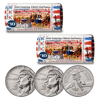 2026 P & D Set Enduring Liberty Half Dollar Rolls • RENCY ART “Money & Dreams” • Limited Edition of 1,776