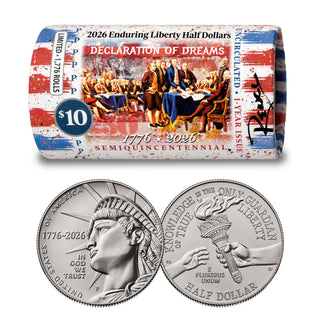 2026 P & D Set Enduring Liberty Half Dollar Rolls • RENCY ART “Declaration of Dreams” • Limited Edition of 1,776