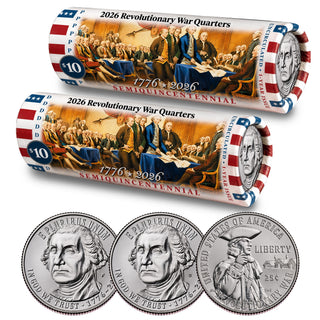 2026 P & D Set • Revolutionary War Quarter • DECLARATION OF INDEPENDENCE DOI Rolls • America 250th