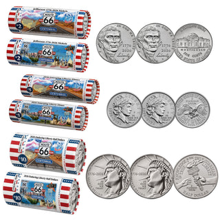 2026 Route 66 100th Anniversary • P & D COMPLETE 6-Roll USA 250 Set • Half Dollar, Dime & Nickel