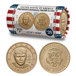 President Donald J. Trump 2026 $1 Coin Roll - Classic Horizontal Design (Limited to 25,000 Rolls)