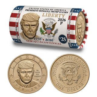 President Donald J. Trump 2026 $1 Coin Roll - Liberty Horizontal Design (Limited to 25,000 Rolls)