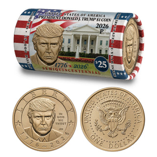 President Donald J. Trump 2026 $1 Coin Roll - White House Horizontal Design (Limited to 25,000 Rolls)