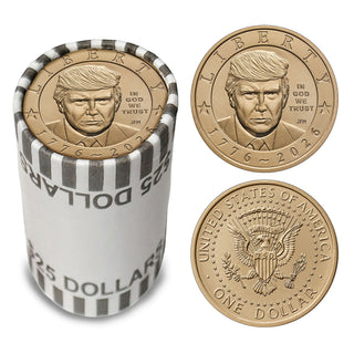 President Donald J. Trump 2026 $1 Coin Roll - 1776–2026 America 250th - Official Bank Roll