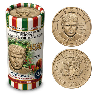 Christmas Collector Roll - 2026 Donald Trump $1 Coin (Limited to 2,500 Rolls)