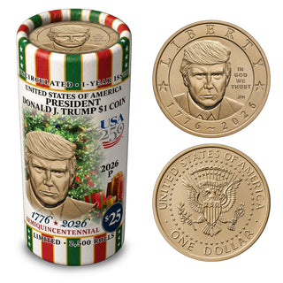 Christmas Collector Roll - 2026 Donald Trump $1 Coin (Limited to 2,500 Rolls)