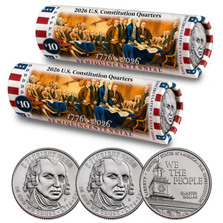 2026 P & D Set • U.S. Constitution Quarter • 1776-2026 DOI Rolls • America 250th
