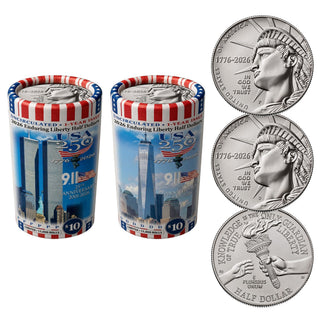 2026 P & D Set Enduring Liberty USA 250 Half Dollar Rolls • World Trade Center 9/11 • 25th Anniversary Limited Edition