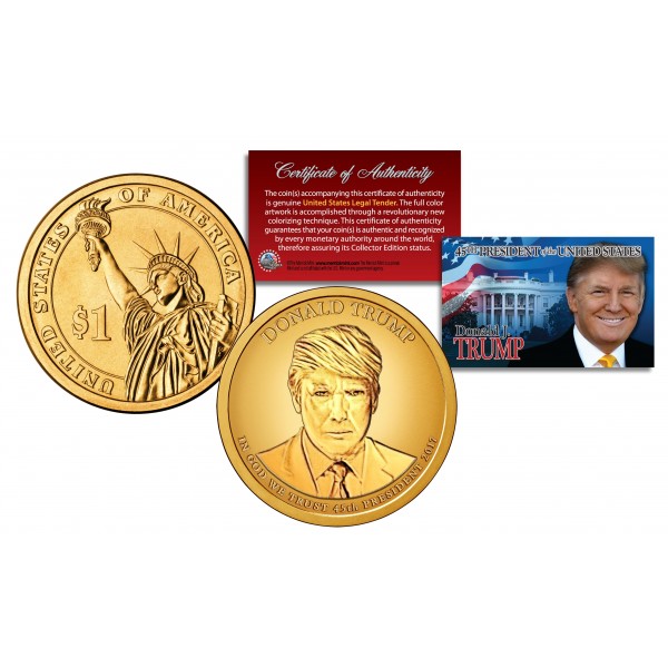 DONALD J. TRUMP Official 45th President Golden-Hue PRESIDENTIAL DOLLAR ...