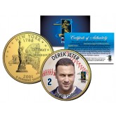 DEREK JETER Colorized New York State Quarter U.S. 24K Gold Plated Coin YANKEES - Officially Licensed