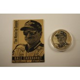 DALE EARNHARDT Card & 24KT Gold Plated 2001 American Silver Eagle Dollar 1 oz US Coin Colorized - Officially Licensed