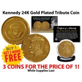 President JOHN F. KENNEDY 100th Birthday Celebration 1917-2017 Official 24K Gold Clad Tribute Coin - BUY 1 GET 2 FREE