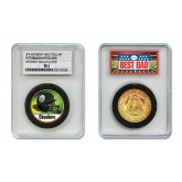 PITTSBURGH STEELERS #1 DAD Licensed NFL 24KT Gold Clad JFK Half Dollar Coin in Special *Best Dad* Sealed Graded Holder 