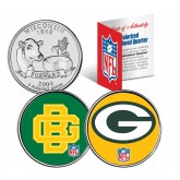GREEN BAY PACKERS - Retro & Team Logo - Wisconsin Quarters 2-Coin U.S. Set - NFL Officially Licensed