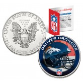 DENVER BRONCOS 1 Oz American Silver Eagle $1 US Coin Colorized - NFL LICENSED