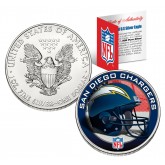 SAN DIEGO CHARGERS 1 Oz American Silver Eagle $1 US Coin Colorized - NFL LICENSED