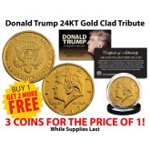 Donald Trump 2017 Inauguration 45th President of the United States Official 24K Gold Clad Tribute Coin - BUY 1 GET 1 FREE