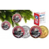 TAMPA BAY BUCANEERS Colorized JFK Half Dollar US 2-Coin Set NFL Christmas Tree Ornaments - Officially Licensed