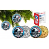 CAROLINA PANTHERS Colorized JFK Half Dollar US 2-Coin Set NFL Christmas Tree Ornaments - Officially Licensed