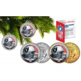 OAKLAND RAIDERS Colorized JFK Half Dollar US 2-Coin Set NFL Christmas Tree Ornaments - Officially Licensed